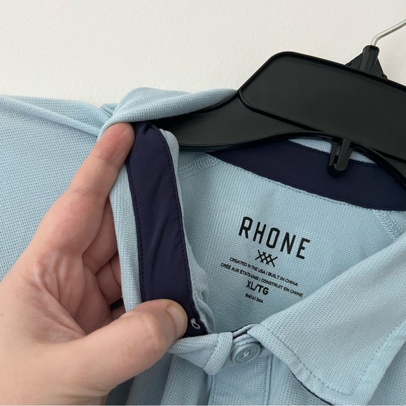 Rhone Delta Pique Polo Short Sleeve Collared Shirt Misty Blue XL - Picture 3 of 7